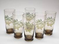 Стаканы 6 штук цветное стекло Смородина СССР высота 13,5 см