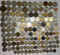 Набор иностранных монет, разные страны, разные года, разные номиналы, 140 штук