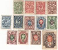 1908-095-100 102-108 Серия Набор марок 13 шт Россия Без ВЗ, Верт мел сетка  19 выпуск II O