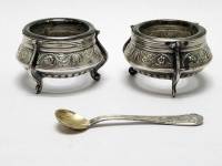 Солонки ЮММЕТ 2 шт и ложка мельхиор СССР