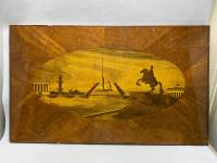 Панно дерево инкрустация Ленинград Медный всадник СССР