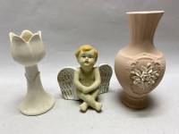 Статуэтка керамика ангел, ваза и подсвечник