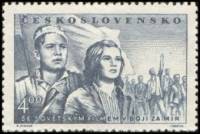 (1951-035) Марка Чехословакия "Падение Берлина (Серо-синяя)"    Кинофестиваль Неделя Советских фильм