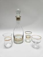 Графин и 3 рюмки стекло позолота СССР