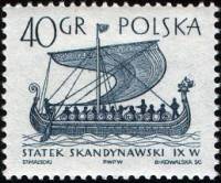 (1965-006) Марка Польша "Скандинавское судно"   Парусные суда I Θ