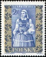 (1960-012) Марка Польша "Лович (Женский)" Перф греб 11¾:12¼   Национальная одежда II Θ