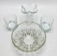 Салатник на ножках + креманка + 2 стакана для виски, стекло