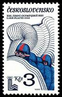 (1980-006) Марка Чехословакия "Бобслей"    Зимние ОИ 1980, Лейк Плейсид III O