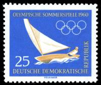 (1960-004) Марка Германия (ГДР) "Парусный спорт"    Летние и Зимние ОИ 1960, Рим II O