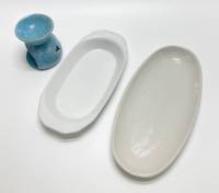 Блюдо овальное 2 шт + аромолампа, фарфор