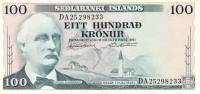 Nordal Hjartarson Банкнота Исландия 1961 год 100 крон Триггви Гуннарссон   UNC