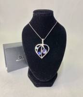 Подвеска лист на цепочке Preciosa голубой хрусталь Чехия в подарочной коробке 