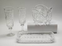 Набор Селедочница Салатник и 2 бокала хрусталь СССР винтаж праздничная сервировка 2 персоны 