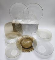 Блюда салатники тарелки 9 предметов цветное и рифленое стекло