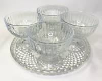 Поднос + 4 креманки стекло 