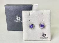 Серьги гвоздики серебрение 925 пр 4,2 гр цирконий Preciosa Чехия в подарочной коробке