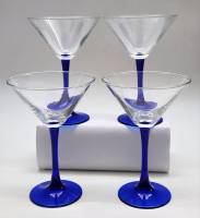 Бокалы для мартини высокие на синей ножке 4 штуки
