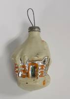 Ёлочная игрушка "Избушка", стекло, 6 см., СССР (сост. на фото)