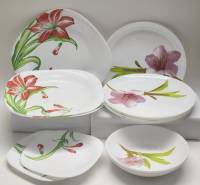 Тарелки Luminarc 12 штук жаропрочное стекло столовые десертные квадратные круглые