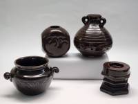 Вазы горшочек и подсвечник обливная керамика СССР 4 предмета