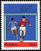 (1966-015) Марка Польша "Париж 1938"   ЧМ по футболу 1982, Испания III Θ