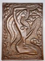 Панно металл чеканка Обнаженная девушка СССР 27 х 20 см