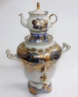 Самовар "Пчелка", Коростенский фарфор. завод, автор Трегубова, клеймо, СССР, небольшой ремонт