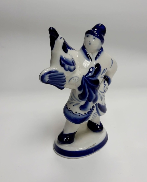 Фарфоровый сувенир "Жар птица", гжель.