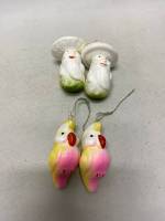 Елочная игрушка пенопласт попугай и гриб, 4 шт СССР