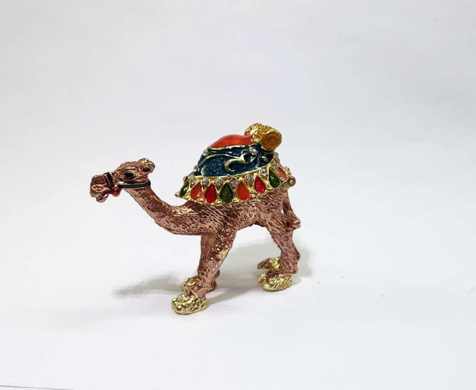 Шкатулка Верблюд металл глазурь стразы (крышка на магните)