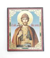 Икона "Св. благов. князь Борис", дерево, полиграфия (сост. на фото)