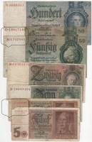 1924-42 7 штук 5 5 10 20 50 50 100 марок Набор банкнот Германия Разные варианты    F
