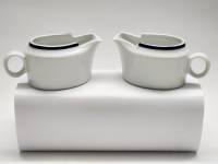 Соусники 2 шт фарфор Чехословакия винтаж 1960-е белые с синей полоской