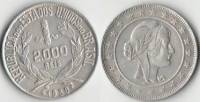 1930 Монета Бразилия 2000 реалов (рейсов) Голова Свободы  Серебро Ag 500  UNC
