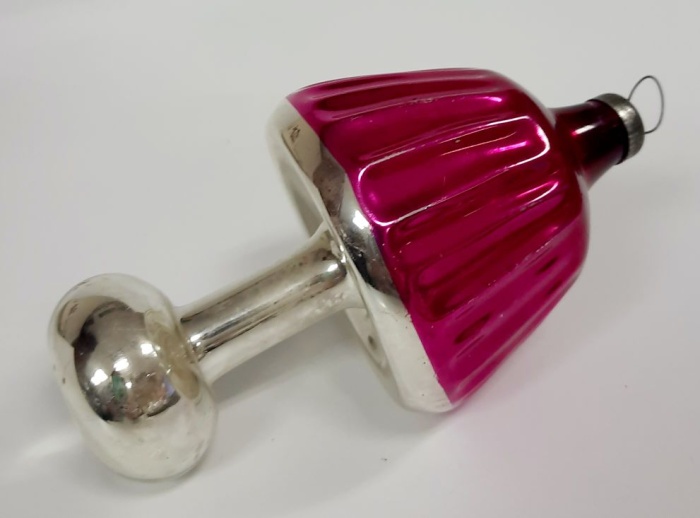 Ёлочная игрушка Настольная лампа стекло 12 см СССР