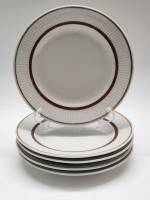 Тарелки десертные 5 штук Барановка бардовая полоска рифленые по краям