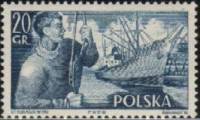 (1956-008) Марка Польша "Портовый рабочий"   Польский торговый флот III O