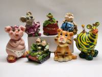 Набор копилок Свинья Военные на танке Мышка Зебра Змея Тигр 7 штук