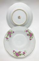 Тарелки суповые розы, фарфор, Китай (времен СССР), 3 шт