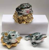 Фигурки статуэтки фарфор Денежные жабы лягушки 3 штуки
