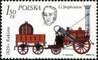 (1976-009) Марка Польша "Локомотив "Ракета" (1829)"    История локомотива III Θ