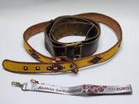 Ремень офицерский кожа, пояс желтый в стиле этно, сувенир EURO UEFA2008