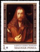 (1979-003) Марка Венгрия "Автопортрет"    450 лет со дня смерти Альбрехта Дюрера III O