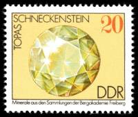 (1974-108) Марка Германия (ГДР) "Топаз"    Минералы II Θ