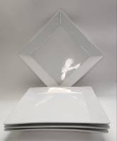 Блюдо тарелки 4 шт сервировочные квадратные белые большие фарфор 29х29см