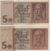 1939-1942 Набор банкнот Германия Юноша  7 и 8 цифр в номере  XF