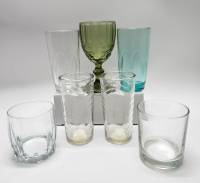 Стаканы и зеленый бокал  Макдональдс и другие стекло (7 предметов)