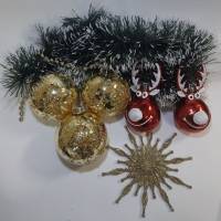 Набор ёлочных игрушек, "Ассорти", пластик, 7 шт., (сост. на фото)