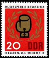 (1965-018) Марка Германия (ГДР) "Перчатка"    ЧЕ по боксу III Θ