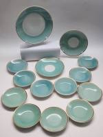 Кофейный чайный десертный сервиз ГДР Fine China тарелка и блюдца брюзового цвета 14 предметов